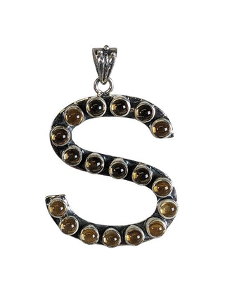 R sterling stone letter S pendant