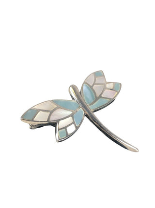 SS Inlaid Stone Dragonfly Pin