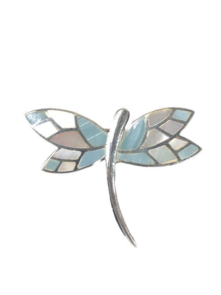 SS Inlaid Stone Dragonfly Pin
