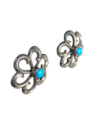 Sterling floral earring w/ stone