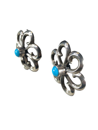 Sterling floral earring w/ stone
