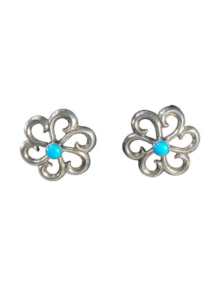 Sterling floral earring w/ stone