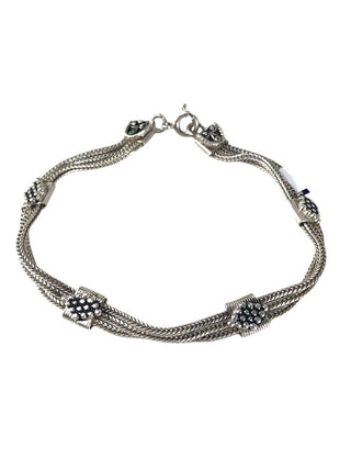 SS Three Strand Diamond Caviar Bracelet
