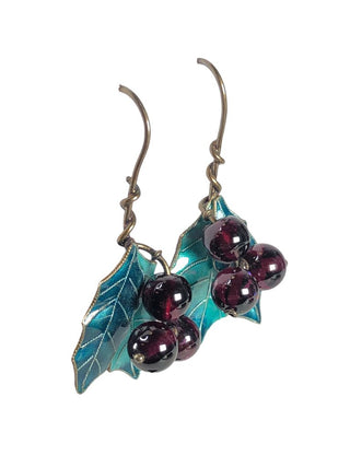 Sterling enamel holly berry earrings