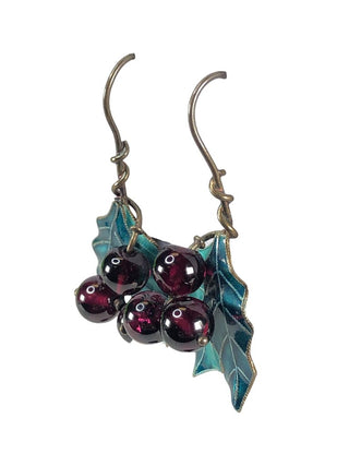 Sterling enamel holly berry earrings