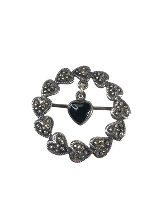 Sterling Marcasite pin w/ heart