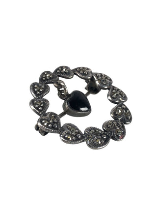 Sterling Marcasite pin w/ heart