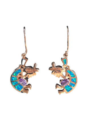 Sterling vermeil multi stone Kokopelli earrings
