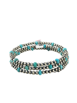 Sterling Coiled stone/bead bracelet