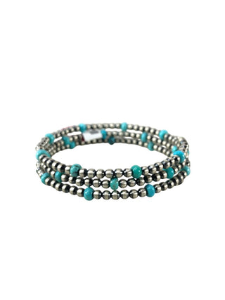 Sterling Coiled stone/bead bracelet