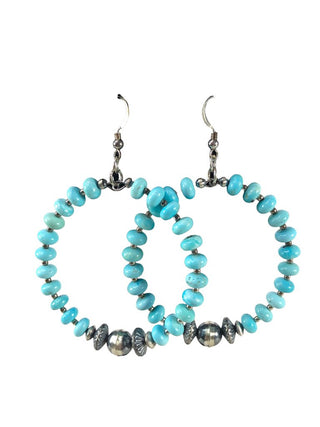 Sterling stone/bead loop earrings