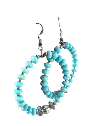 Sterling stone/bead loop earrings