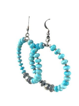 Sterling stone/bead loop earrings