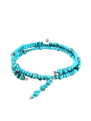 Sterling Coiled stone bead bracelet