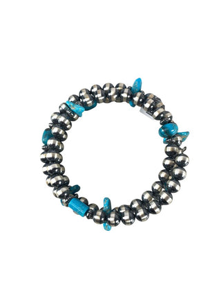 Sterling Coiled bead/stone chip bracelet