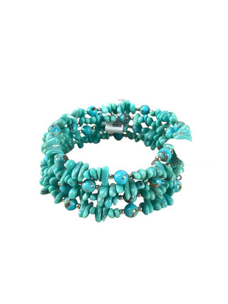 Sterling Coiled stone/bead bracelet