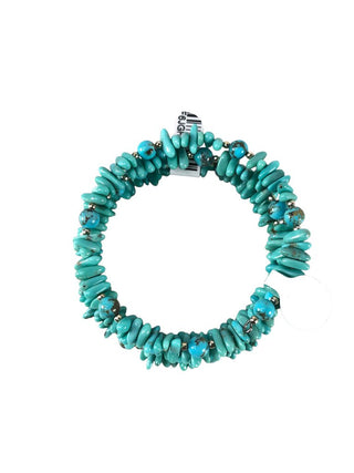 Sterling Coiled stone/bead bracelet