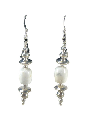 Sterling stacked bead/stone earrings