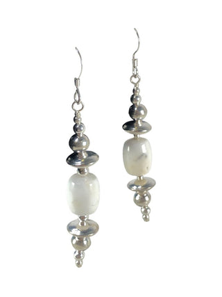 Sterling stacked bead/stone earrings