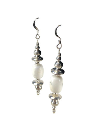 Sterling stacked bead/stone earrings