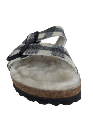 Shearling Plaid Sandal
