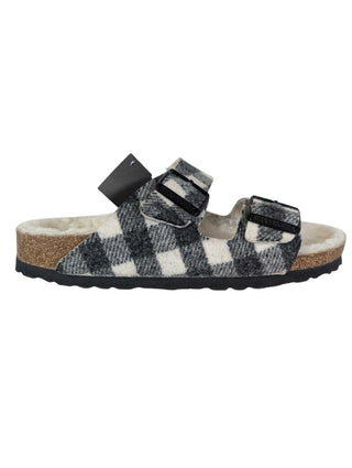 Shearling Plaid Sandal