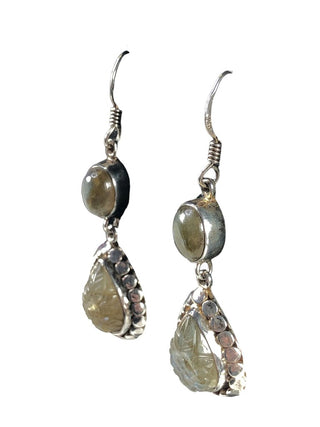 SS Carved Labradorite Earrings