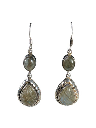 SS Carved Labradorite Earrings