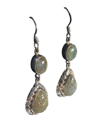SS Carved Labradorite Earrings