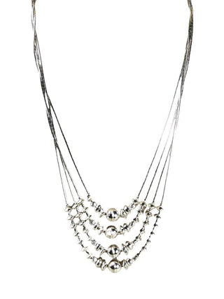 SS Liquid Silver 4 Strand Beaded Necklace