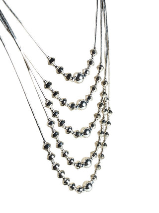 SS 5 Strand Liquid Silver Beaded Necklace