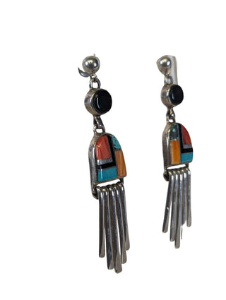 sterling inlay dangle earrings