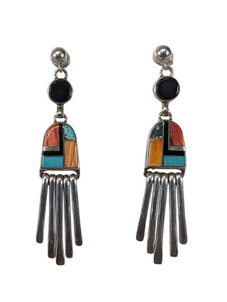 sterling inlay dangle earrings