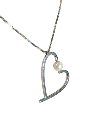 Sterling heart w/ pearl necklace