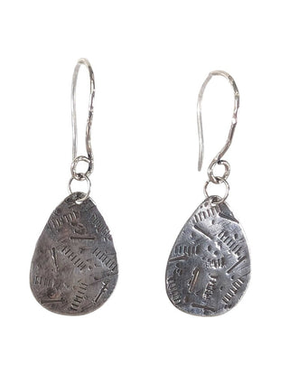 stamped sterling dangle earrings