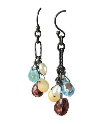 R SS Gemstone Dangle Earrings