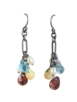 R SS Gemstone Dangle Earrings