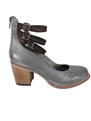 R Leather Ankle Strap Heel