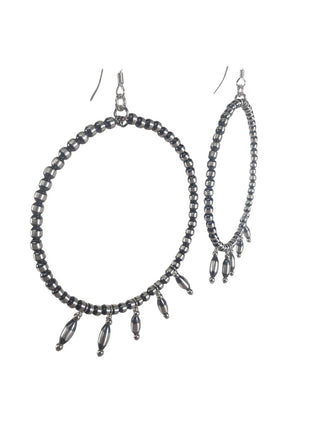 R SS Oxy Bead Circle Earrings