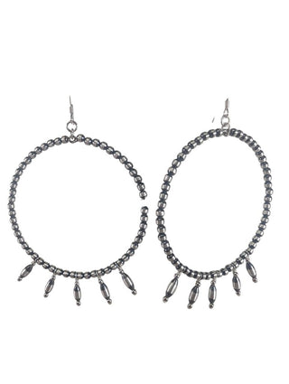 R SS Oxy Bead Circle Earrings