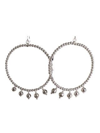 R SS Shiny Bead Circle Earrings