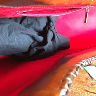 hide whicker leather trim tote