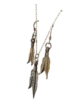 R Feather Necklace and Earrings Set