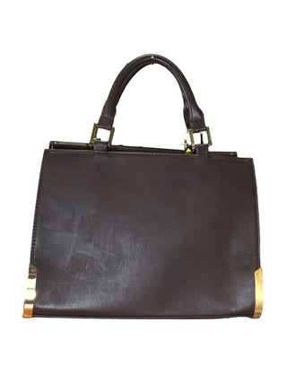 Faux Leather Satchel w/PomPom