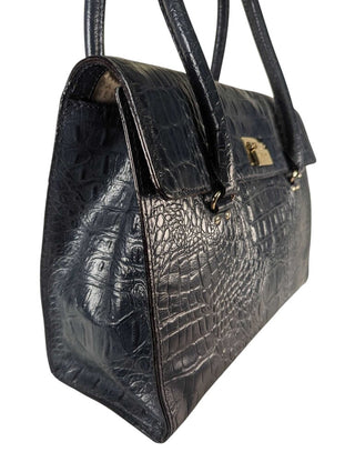 embossed leather flap shoulder