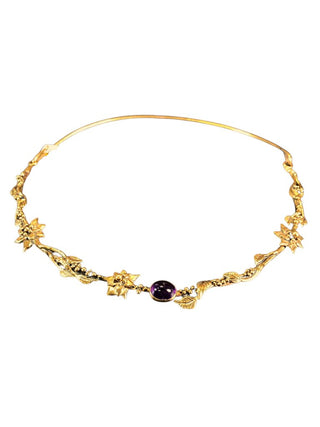 R Brass Floral Choker w/ Stone