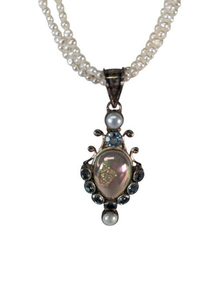 R SS Drusy Pendant on FWP Necklace