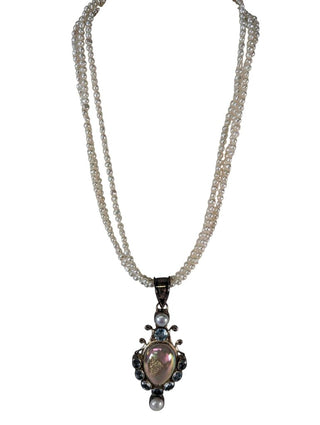 R SS Drusy Pendant on FWP Necklace
