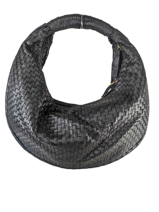 Woven Leather Moon Bag