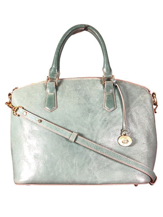 Smooth leather zip top shoulder bag